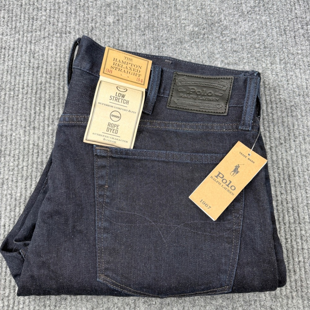 Polo Ralph Lauren Mens Jeans Full Length Denim 38x34 Dark Wash Hampton Relaxed